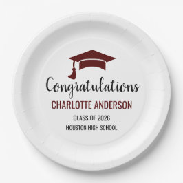 Maroon Congrats Graduation Pappteller