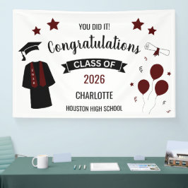 Maroon Congratulations Graduation Banner