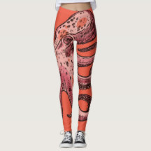 Maroon-Coral-Farbe Oktopus-Leggings