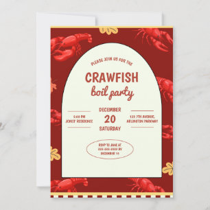 Maroon Crawfish Boil Party Picnic Celebration Einladung