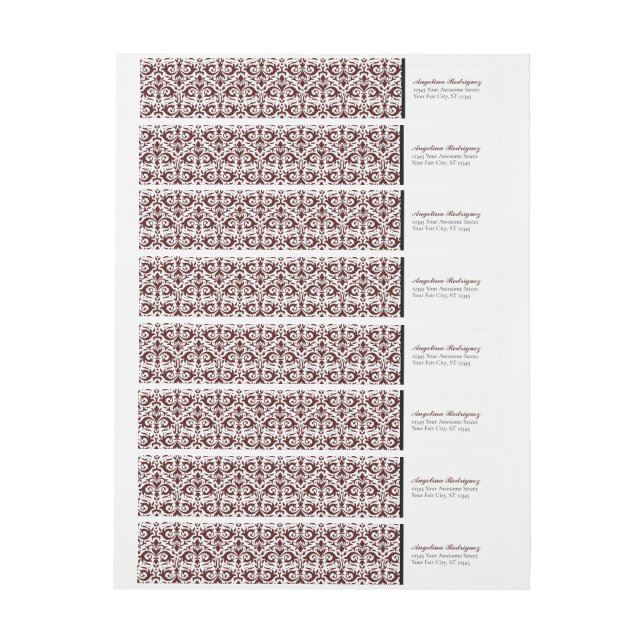 Maroon Damask Pattern Abschluss (Bogen)