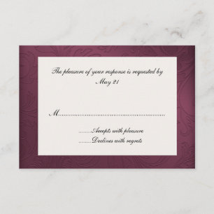 Maroon Damask Wedding Response Card RSVP Karte