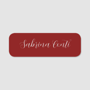 Maroon Dark Red Beruflich Calligrafy Name Namensschild