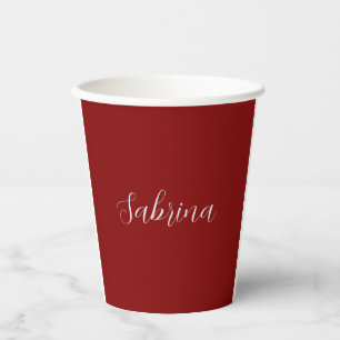 Maroon Dark Red Beruflich Calligrafy Name Pappbecher