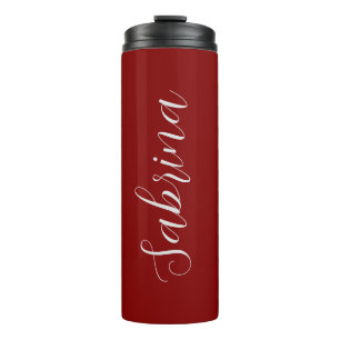 Maroon Dark Red Beruflich Calligrafy Name Thermosbecher