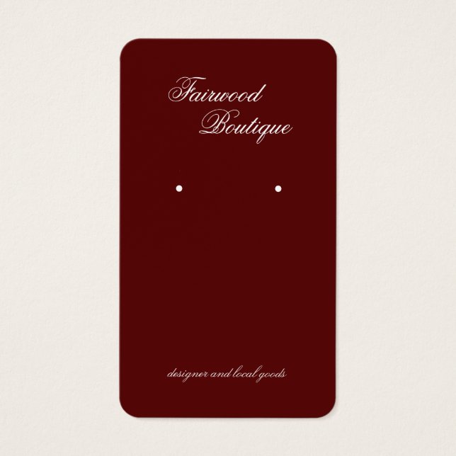 Maroon Deep Red Jewelry Display Card (Vorderseite)