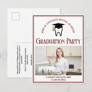 Maroon Dental School Foto Custom Graduation Party Einladungspostkarte