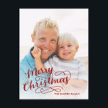 Maroon der Handschrift Holiday Card Feiertagspostkarte<br><div class="desc">Diese komplette Foto-Weihnachtspostkarte enthält handgeschriebene Kalligraphie und sagt "Frohe Weihnachten". Fügen Sie der Rückseite eine Rücksendeadresse und ein Foto hinzu.</div>