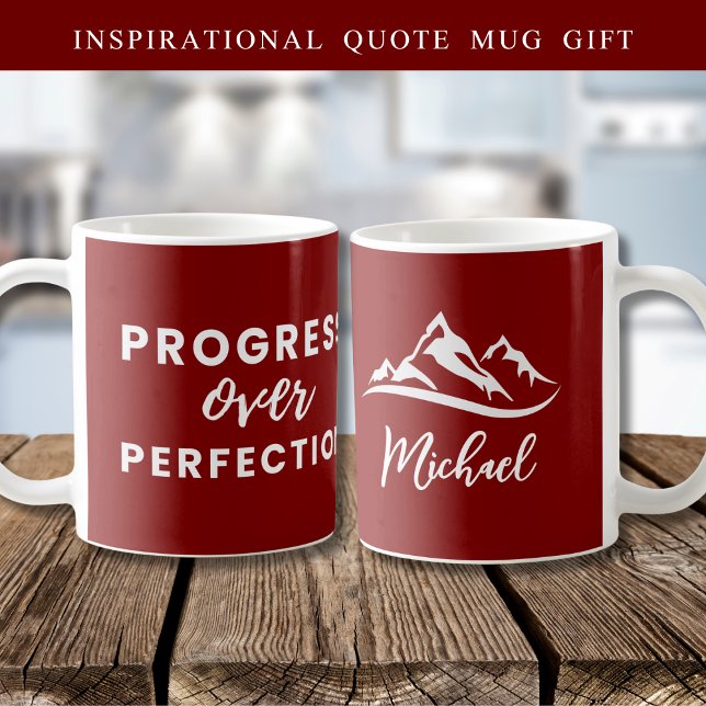 Maroon des personalisierten Fortschritts über den  Kaffeetasse (Von Creator hochgeladen)