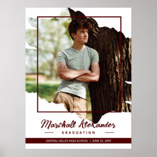 Maroon Edgy Abstrakt Torn Foto Abschluss Poster