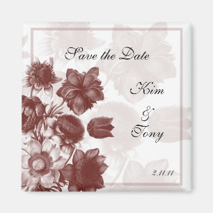 Maroon Elegante Blume Gastgeschenk Hochzeit Magnet