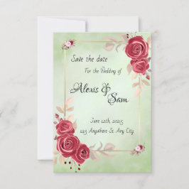 Maroon Farbe Thema in grün Einladung