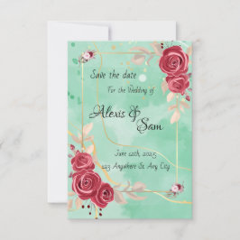 Maroon Farbe Thema in grünem Marmor Einladung