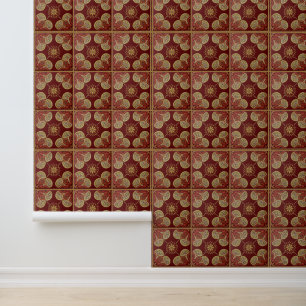 Maroon-Fliesenmuster Vinyl-Tapete Tapete