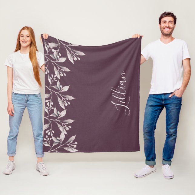 Maroon floral burgundname fleecedecke (Beispiel)