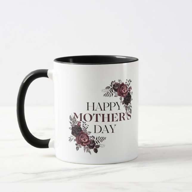 Maroon Floral Mother Day Tasse (Links)