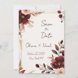 Maroon Floral Save the Date Einladung