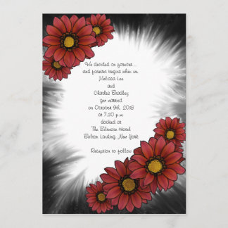 Maroon Floral Sunburst Hochzeit Einladungen