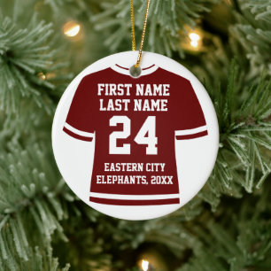 Maroon Football Soccer Hockey Sports Jersey Keramik Ornament