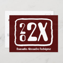 Maroon Funky Class Year Abschluss Postcard Postkarte