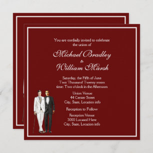 Maroon Gay Wedding Einladung