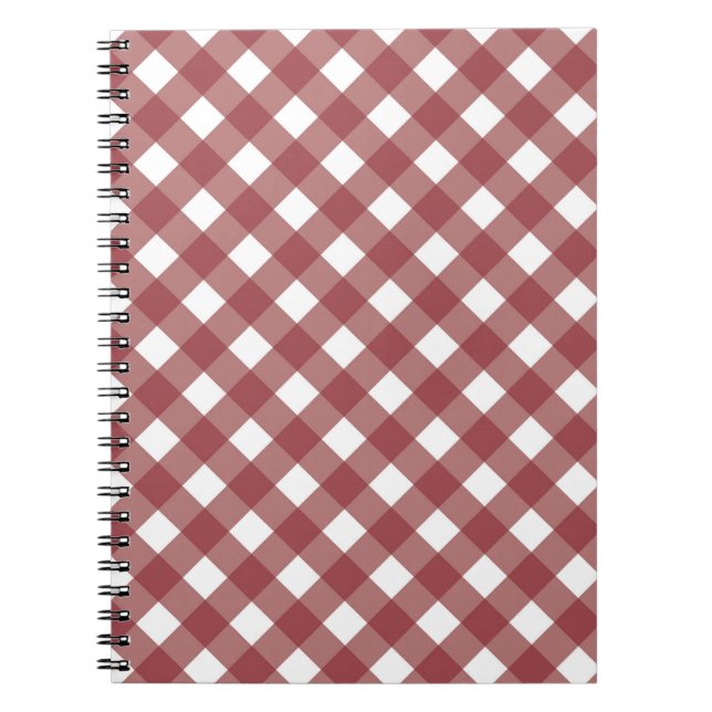 Maroon Gingham-Druck Notizbuch Journal Notizblock (Vorderseite)