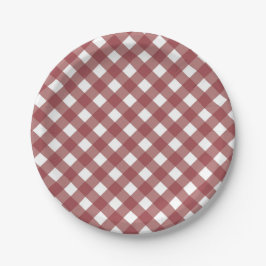 Maroon Gingham  Pappteller
