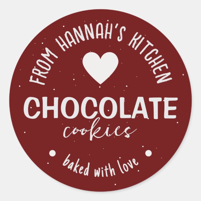 Maroon Glitzer Hintergrund gebacken mit Liebe Runder Aufkleber (Vorderseite)