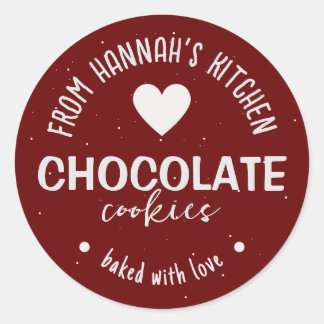 Maroon Glitzer Hintergrund gebacken mit Liebe Runder Aufkleber