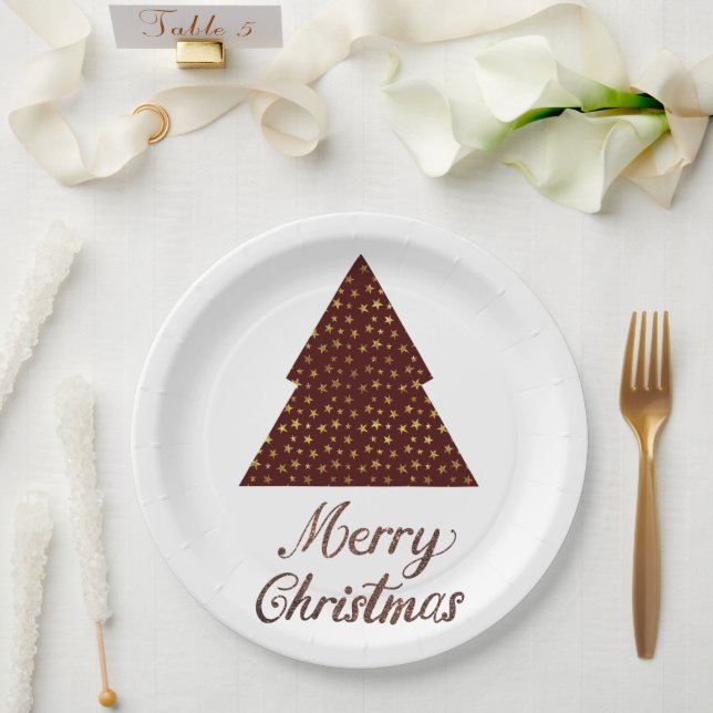 Maroon Glitzer Weihnachten - fröhliche Weihnachten Pappteller (Hochzeit)
