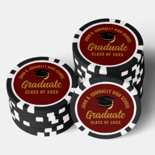 Maroon Gold Absolventen Individuelle Abschlussfeie Pokerchips