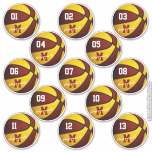 Maroon Gold Basketball Brauch 13 Spieler Namen Aufkleber
