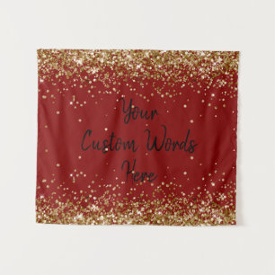 Maroon Gold Black Birthday Party Foto Stand-Sign Wandteppich