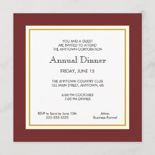 Maroon & Gold Business Berufliches Abendessen Einladung