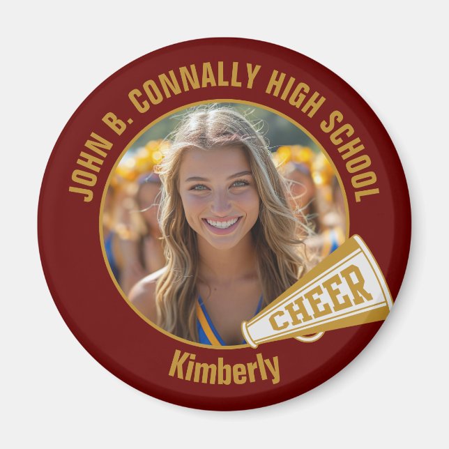 Maroon Gold Cheerleader Photo High School Magnet (Vorne)