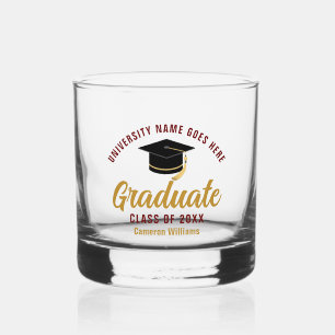 Maroon Gold College Abschluss Custom Absolvent Whiskyglas