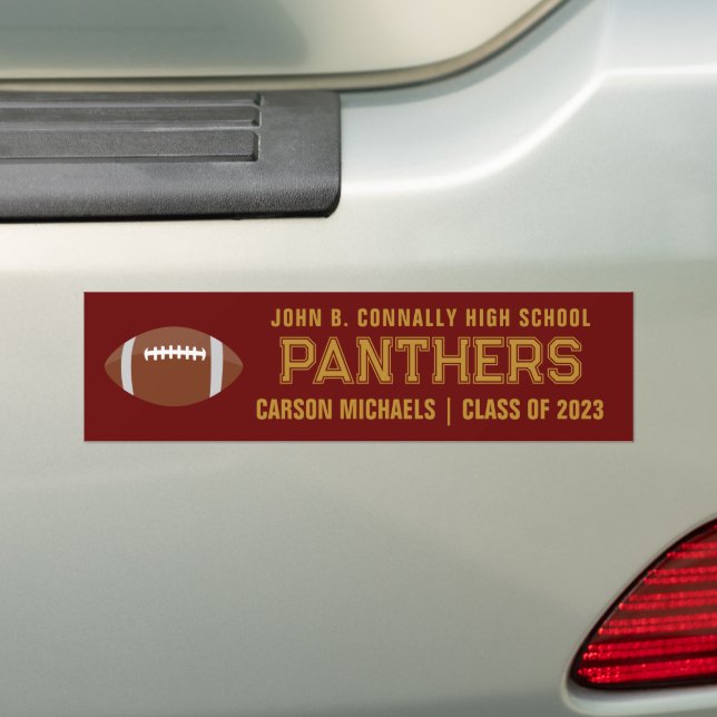 Maroon Gold Custom School Football Team Spieler Autoaufkleber (Auf Auto)