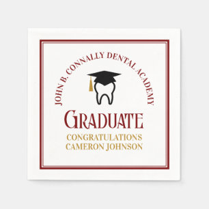 Maroon Gold Dental School Custom Graduation Party Serviette