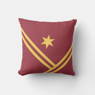 Maroon Gold Diagonal Stripes Star Moderne Grafik Kissen