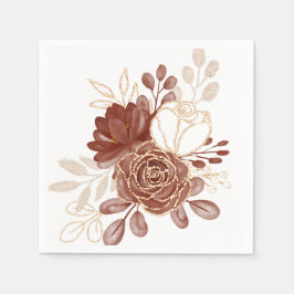 Maroon Gold Floral Paper Napkins Serviette