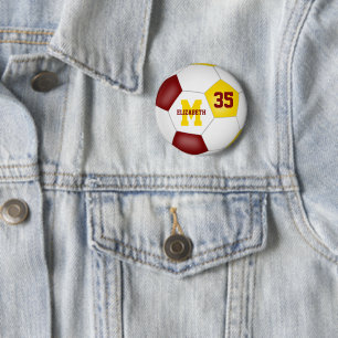 Maroon Gold Girls Jungs Fußball-Mannschaft Farben Button