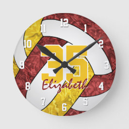Maroon Gold Girls Sport-Team Farben Volleyball Runde Wanduhr