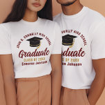 Maroon Gold Graduate Custom School 2025 Abschluss Tri-Blend Shirt<br><div class="desc">Diese modernen T - Shirt mit Maroon- und Goldskripten für Senioren-Diplom- mit Deiner High School oder Uni für die Klasse von 2025. Passen Sie mit Ihrem geschlossen Jahr unter der schicken handgeschriebenen Drehbuch-und schwarzen Graduiertenkappe für eine große personalisierte Graduierungsparty Tee für Senioren an.</div>