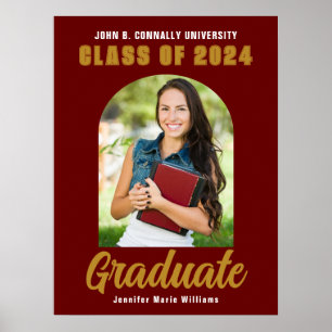 Maroon Gold Graduate Foto Arch Graduation Party Poster