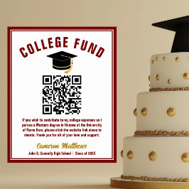 Maroon Gold Graduate Uni Fund QR Code Poster