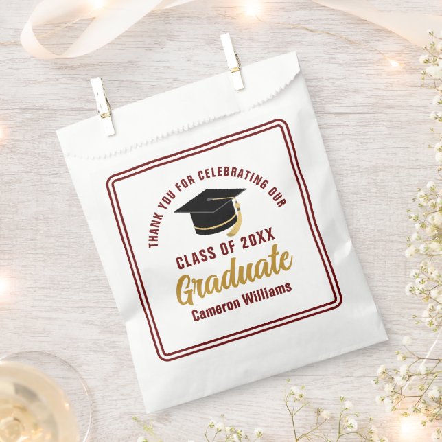 Maroon Gold Graduate Vielen Dank für Ihr individue Geschenktütchen (Ausgeschnitten)