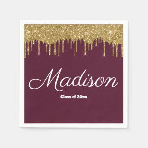 Maroon & Gold Graduation Party Class of 2024 Paper Serviette