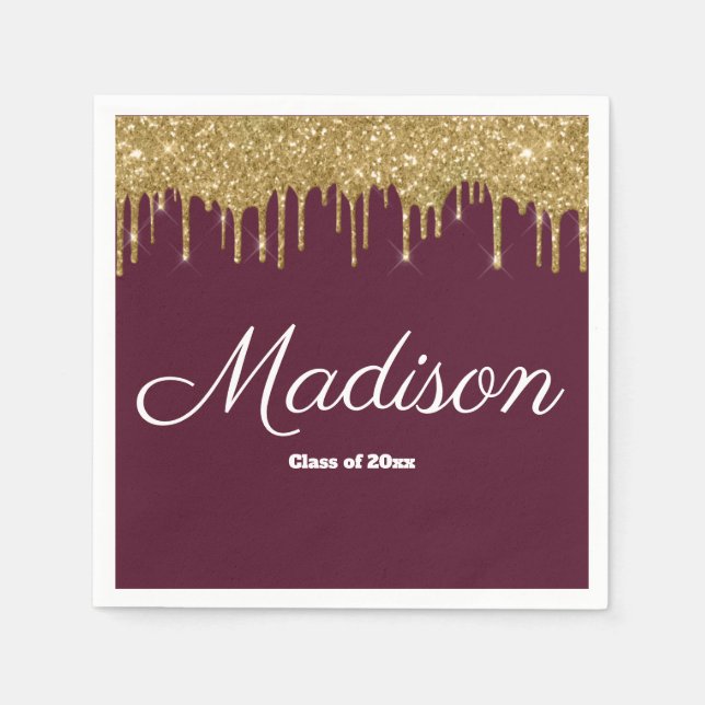 Maroon & Gold Graduation Party Class of 2024 Paper Serviette (Vorderseite)
