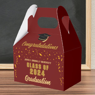 Maroon Gold Herzlichen Glückwunsch 2024 Graduation Geschenkschachtel