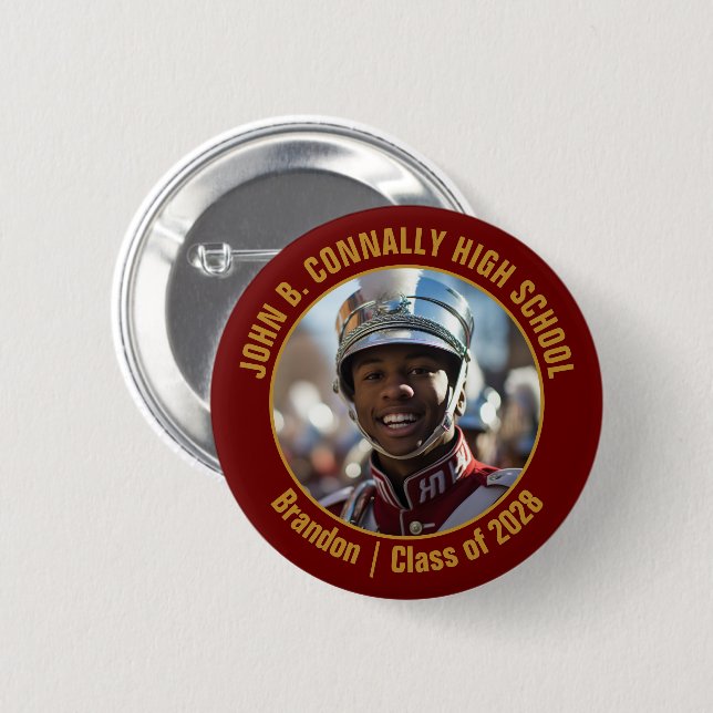 Maroon Gold Marschbanden-Foto High School Button (Vorne & Hinten)